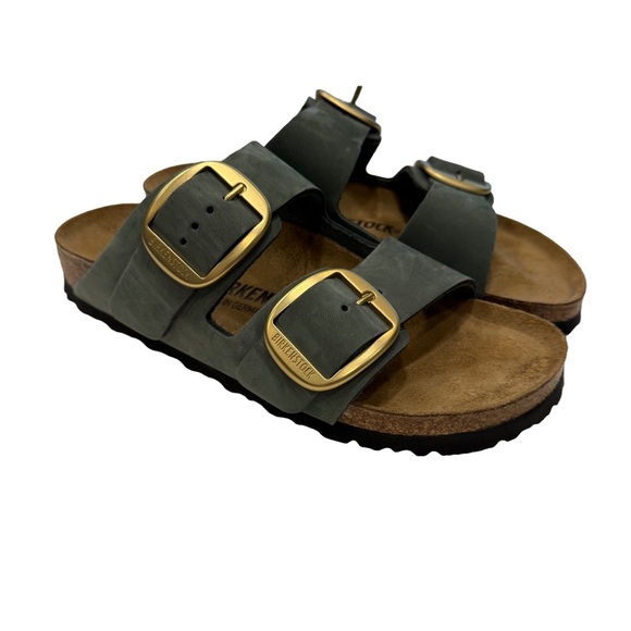 Birkenstock New w/ Box Women’s Arizona Big Buckle Thyme Nubuck Leather Sz 6 - Picture 1 of 12